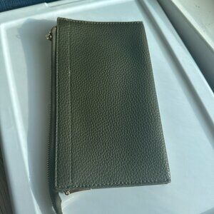 Pebbled olive green wristlet